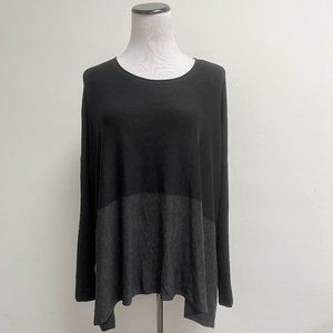 Eileen Fisher Woman black gray long sleeve jersey tunic top 2x
